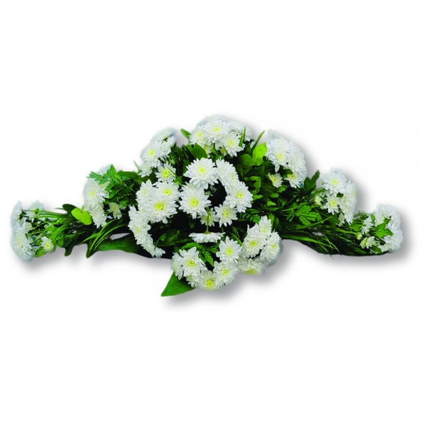 Aranjament funerar capac sicriu din crizantema alba